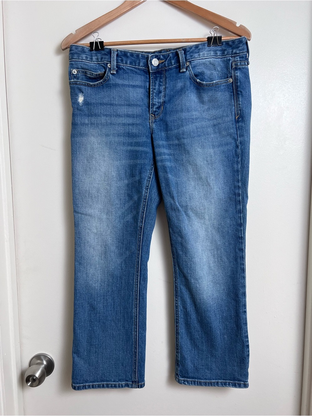 Gap 1969 High Rise Crop Straight Leg Jeans 29 Petite Medium Wash